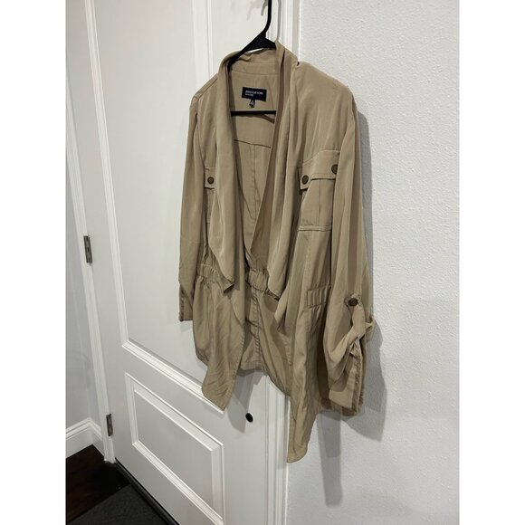Jones New York Signature Draped Jacket Beige Sz Medium Roll Tab Sleeve Utility - Picture 3 of 11